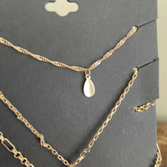 NEW Area Stars Multi Layer Necklaces Heart Tear Drop ETC Layering Gold Tone, NEW - Picture 6 of 9